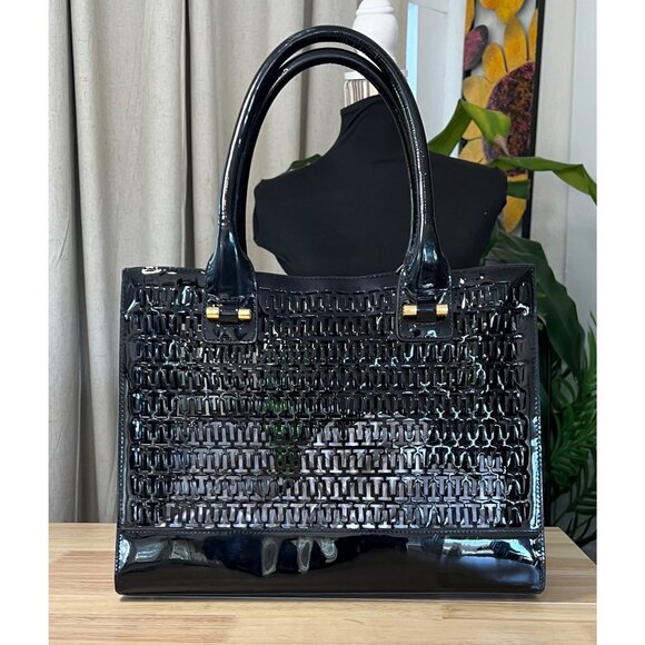 AUTHENTIC TORY BURCH Black Robinson Cut Out Tote ✺✺ - Picture 6 of 9